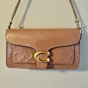 Coach Tabby Dusty Rose Patent Leather Chain Crossbody Clutch